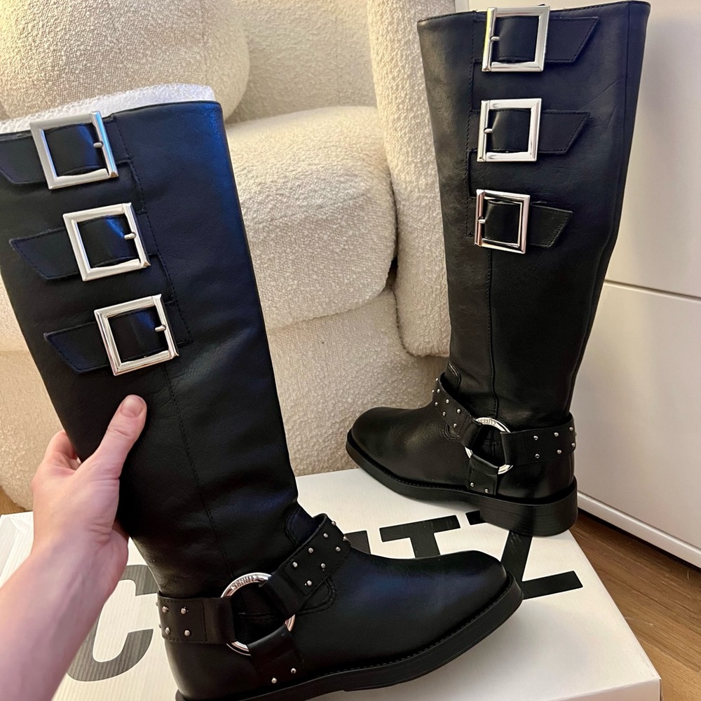 Schutz Knee High Black Luccia Buckle Graxo boot - size 6.5 - Picture 5 of 7